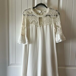 JODIFL Cream Lace Long Sleeve Dress